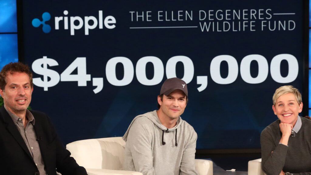 Эштон Кутчер пожертвовал 4 миллиона долларов в Ripple благотворительному фонду Эллен Дедженерес